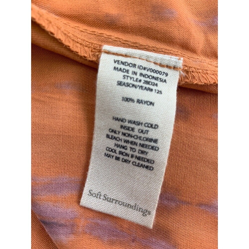 Soft Surroundings Sunset Bali Dress Orange Short Sleeve Button 2BD24 Womens 1X - Picture 11 of 13